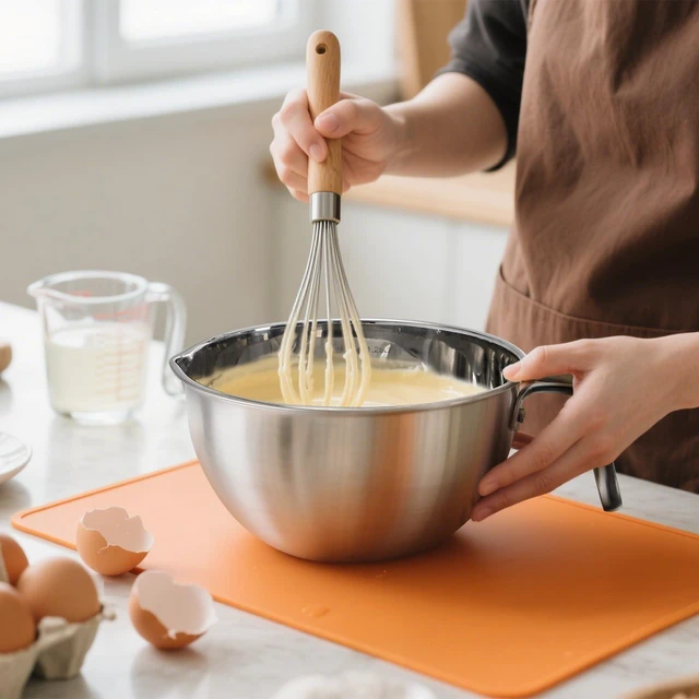 Alt view image 7 of 7 - 3 Pieces 304 Stainless Steel Mixing Bowls, 1.3/2.1/2.6 Quart Mixing Bowl Set with Handle, Pour Spouts & Measurement Marks, Metal Nesting Bowls with Silicone Spatula for Baking Cooking