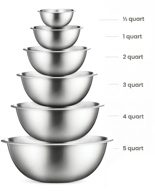 Alt view image 2 of 7 - Stainless Steel Mixing Bowls Set, 6-Piece Metal Bowls | Stainless steel bowls, nesting design saves space, dishwasher safe, prep bowls, baking bowls, cooking bowls