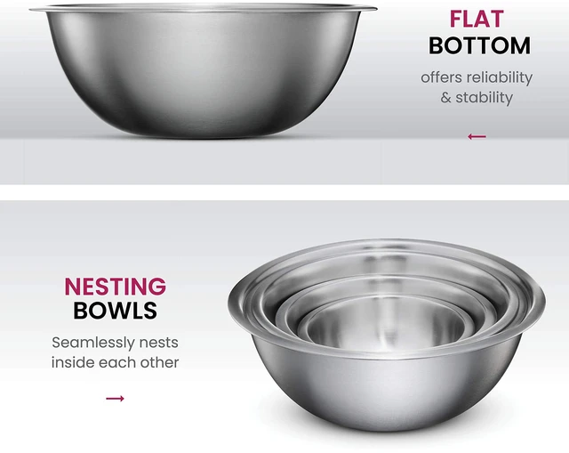 Alt view image 4 of 7 - Stainless Steel Mixing Bowls Set, 6-Piece Metal Bowls | Stainless steel bowls, nesting design saves space, dishwasher safe, prep bowls, baking bowls, cooking bowls