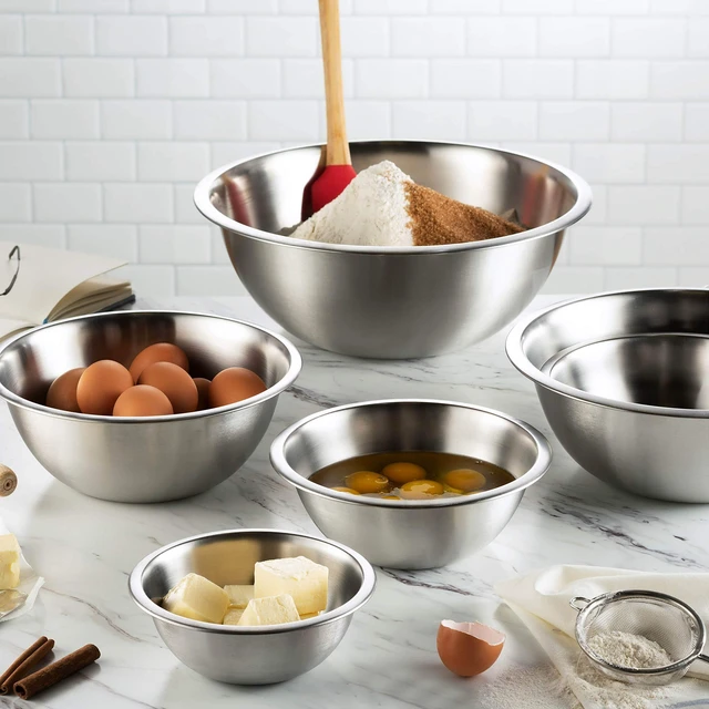 Alt view image 5 of 7 - Stainless Steel Mixing Bowls Set, 6-Piece Metal Bowls | Stainless steel bowls, nesting design saves space, dishwasher safe, prep bowls, baking bowls, cooking bowls