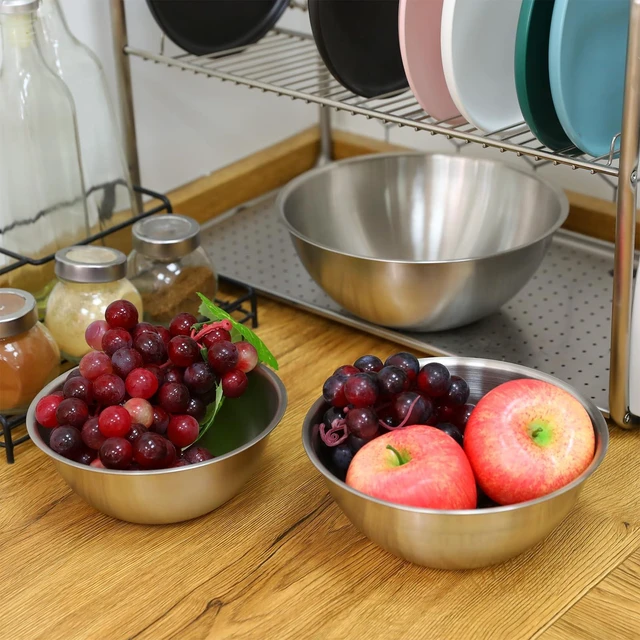 Alt view image 6 of 7 - Stainless Steel Mixing Bowls 3 Packs Nesting Baking Supplies Small Thicker Stainless Steel Flat Bottom Stackable Salad Bowl Mixing Bowls Set for Cooking, Baking, Salad,Serving(1000/1500/2000ml)