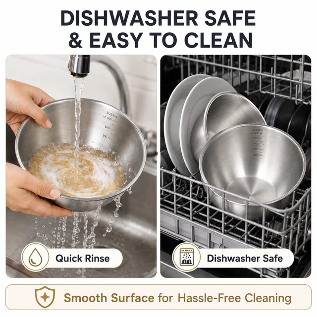 Alt view image 5 of 7 - Stainless Steel Mixing Bowls Set,3 Pcs Meal Prep & Food Storage | 1.1,1.5 & 3.4 Quart Silver Mixing Bowls Set,Dishwasher safe,Stackable Nesting,Space-Saving for Kitchen Cooking, Baking