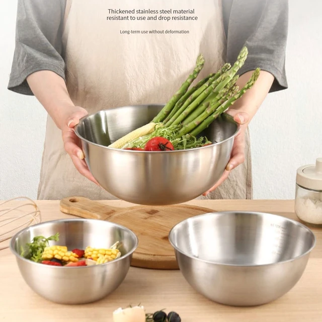 Alt view image 2 of 7 - Stainless Steel Mixing Bowls-3 Packs Thicker Stainless Steel Mixing Bowls Set- Nesting Bowls for Space Saving Storage, Great for Cooking, Baking, Prepping