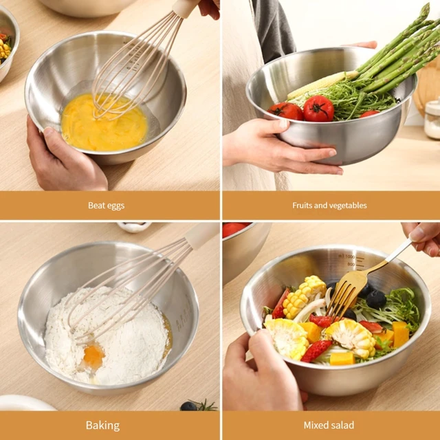 Alt view image 3 of 7 - Stainless Steel Mixing Bowls-3 Packs Thicker Stainless Steel Mixing Bowls Set- Nesting Bowls for Space Saving Storage, Great for Cooking, Baking, Prepping