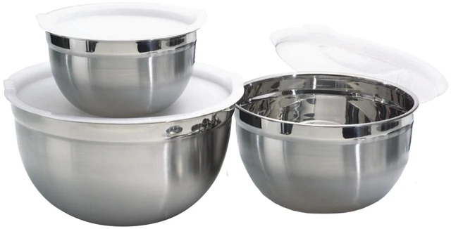 Main image of Stainless Steel Mixing Bowls with Lids, Set of 3