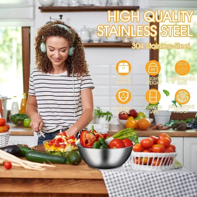 Alt view image 4 of 7 - Mixing Bowls Set,Stainless Steel For Prepping, Baking and Cooking3-Piece
