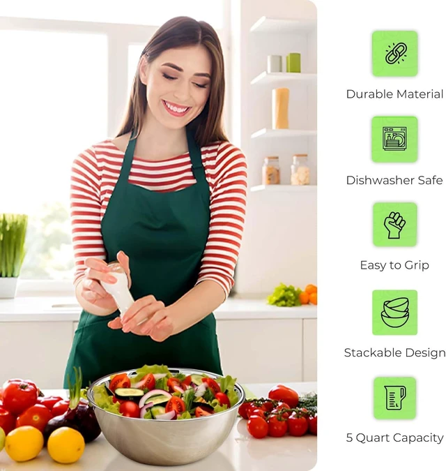 Alt view image 7 of 7 - Mixing Bowls Set,Stainless Steel For Prepping, Baking and Cooking3-Piece