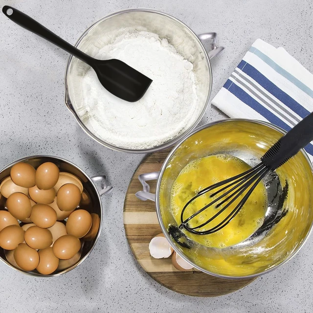 Alt view image 6 of 7 - 3PCS Stainless Steel Mixing Bowls ,Nesting Bowls With Silicone Spatula | 304 food-grade steel, rust-resistant. 3 sizes:1.1/1.8/2.3qt for mixing, salads, melting. Dishwasher & freezer safe