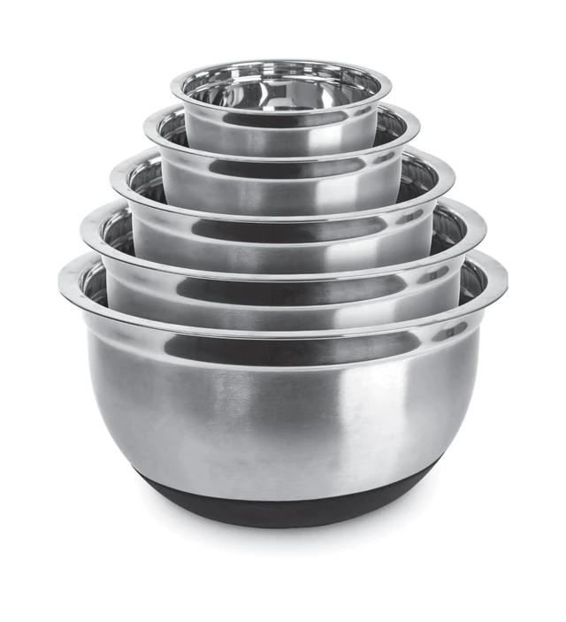 Alt view image 2 of 7 - Premium Stainless Steel Mixing Bowls with Lids Non-Slip, Set of 5 Mixing Bowl Set with Silicone Base, Space Saving, Great for Cooking, Baking, Prepping (0.25qt, 1qt, 1.5qt, 3qt, 5qt)
