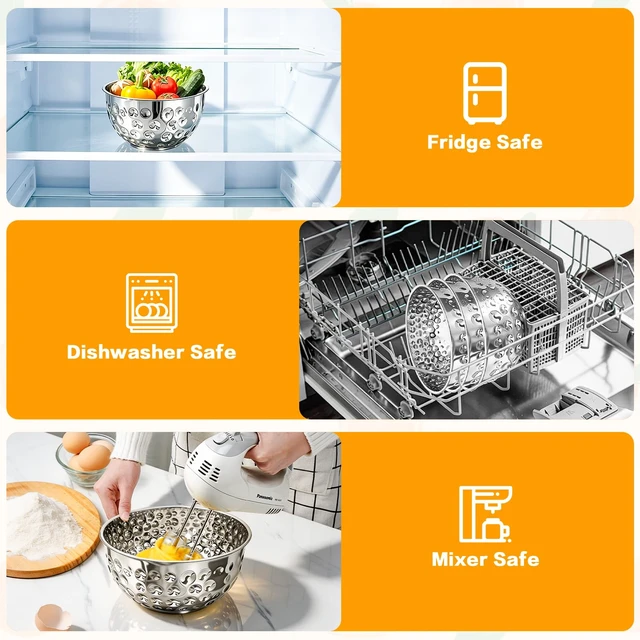 Alt view image 4 of 7 - Stainless Steel Mixing Bowls Set of 5 | 4.9/4.2/3.2/2.1/1.6QT Multi-Size Food-grade Silver Metal Hammered Bowl Set for Kitchen Meal Prep, Baking, Movie Night, Party