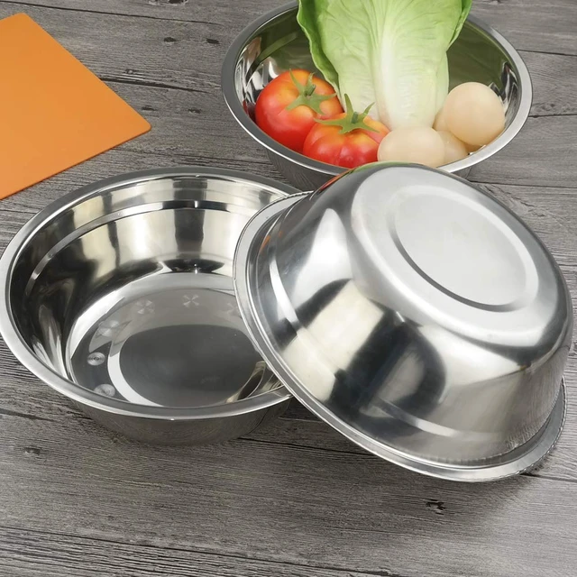 Alt view image 4 of 7 - Stainless Steel Mixing Bowls, Metal Mixing Bowls Set, Set of 4 | Metal Prep Bowls for Kitchen, Lightweight, Nesting Metal Prep Salad Bowl for Baking Serving Cooking Food Prep Storage