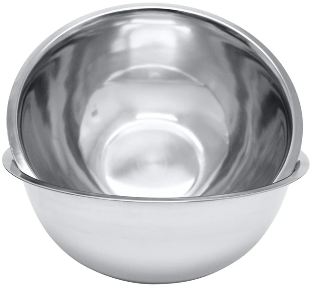 Main image of 8 Quart, Set of 2, Mixing Bowls, Stainless Steel, Professional Chef, Commercial Kitchen, 13.25 Inches Diameter, Flat Base