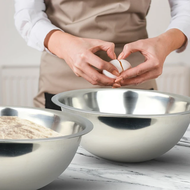 Alt view image 3 of 7 - 8 Quart, Set of 2, Mixing Bowls, Stainless Steel, Professional Chef, Commercial Kitchen, 13.25 Inches Diameter, Flat Base