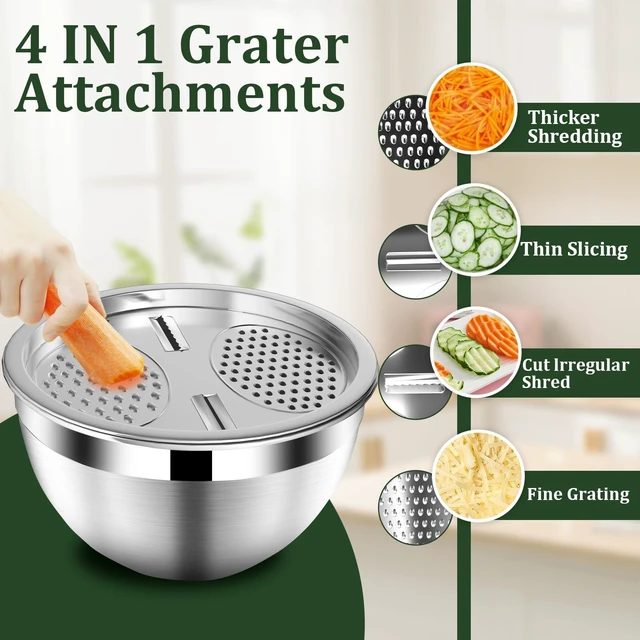 Alt view image 5 of 7 - Mixing Bowls with Lids Set, 16PCS Stainless Steel Mixing Bowls,Nesting Storage Bowls for Kitchen with Mixing Bowl, Colander, Strainer & Grater, Metal Salad Bowl for Kitchen Gadgets, Black