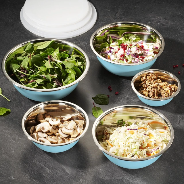 Alt view image 4 of 7 - 10-Piece Stainless Steel Mixing Bowl Set with Lids for Food Prep & Storage | WHYSKO Mixing Bowls with Lids Set - .75, 1, 1.5, 3 & 5 Quart Kitchen Bowls, Rustproof Metal Nesting Bowls, Dishwasher Safe