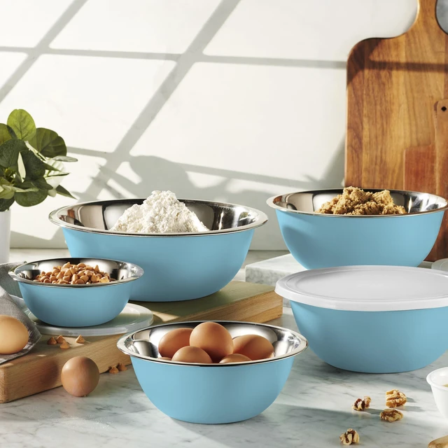 Alt view image 2 of 7 - 10-Piece Stainless Steel Mixing Bowl Set with Lids for Food Prep & Storage | WHYSKO Mixing Bowls with Lids Set - .75, 1, 1.5, 3 & 5 Quart Kitchen Bowls, Rustproof Metal Nesting Bowls, Dishwasher Safe