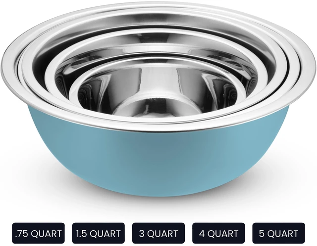 Alt view image 5 of 7 - 10-Piece Stainless Steel Mixing Bowl Set with Lids for Food Prep & Storage | WHYSKO Mixing Bowls with Lids Set - .75, 1, 1.5, 3 & 5 Quart Kitchen Bowls, Rustproof Metal Nesting Bowls, Dishwasher Safe
