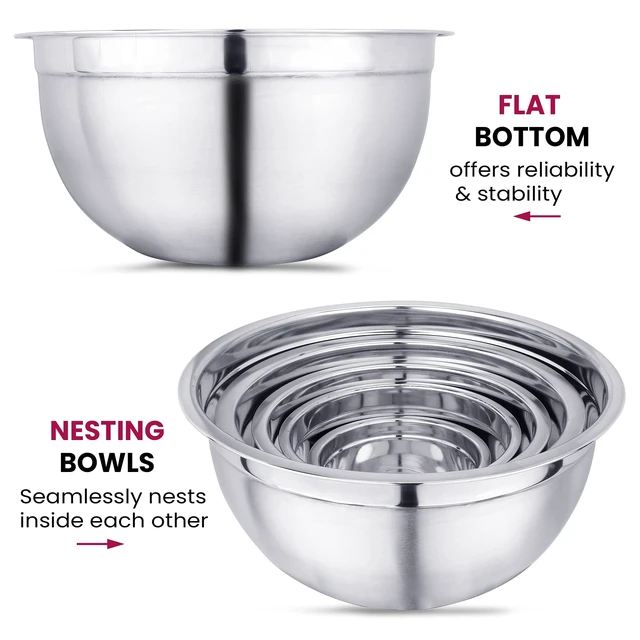 Alt view image 3 of 7 - Heavy Duty Professional Stainless Steel Mixing Bowl Commercial Grade Deep Prep & Serving Bowl for Baking, Cooking, Dough Mixing & Food Prep, Dishwasher Safe, 3 Quarts
