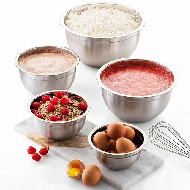 Alt view image 4 of 7 - Heavy Duty Professional Stainless Steel Mixing Bowl Commercial Grade Deep Prep & Serving Bowl for Baking, Cooking, Dough Mixing & Food Prep, Dishwasher Safe, 3 Quarts