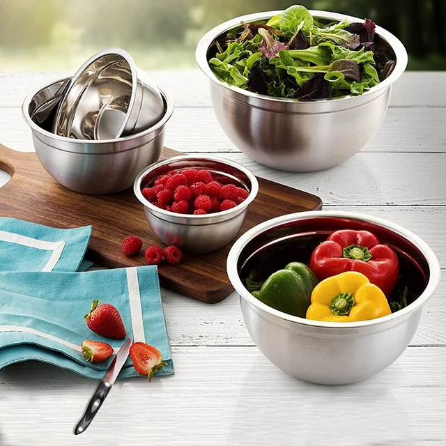 Alt view image 5 of 7 - Heavy Duty Professional Stainless Steel Mixing Bowl Commercial Grade Deep Prep & Serving Bowl for Baking, Cooking, Dough Mixing & Food Prep, Dishwasher Safe, 3 Quarts