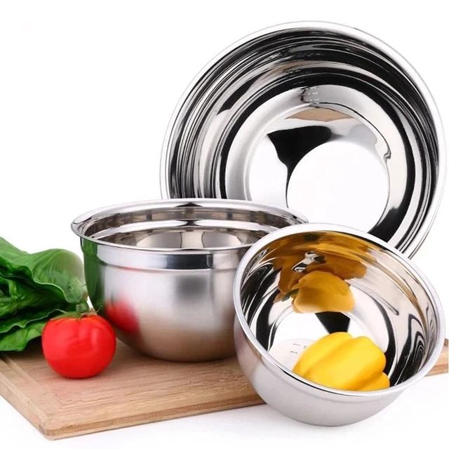 Alt view image 6 of 7 - Heavy Duty Professional Stainless Steel Mixing Bowl Commercial Grade Deep Prep & Serving Bowl for Baking, Cooking, Dough Mixing & Food Prep, Dishwasher Safe, 3 Quarts
