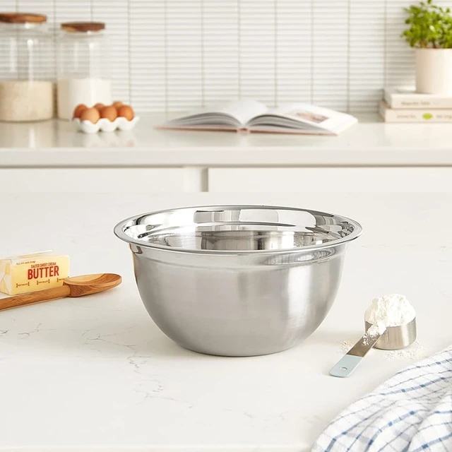 Alt view image 7 of 7 - Heavy Duty Professional Stainless Steel Mixing Bowl Commercial Grade Deep Prep & Serving Bowl for Baking, Cooking, Dough Mixing & Food Prep, Dishwasher Safe, 3 Quarts