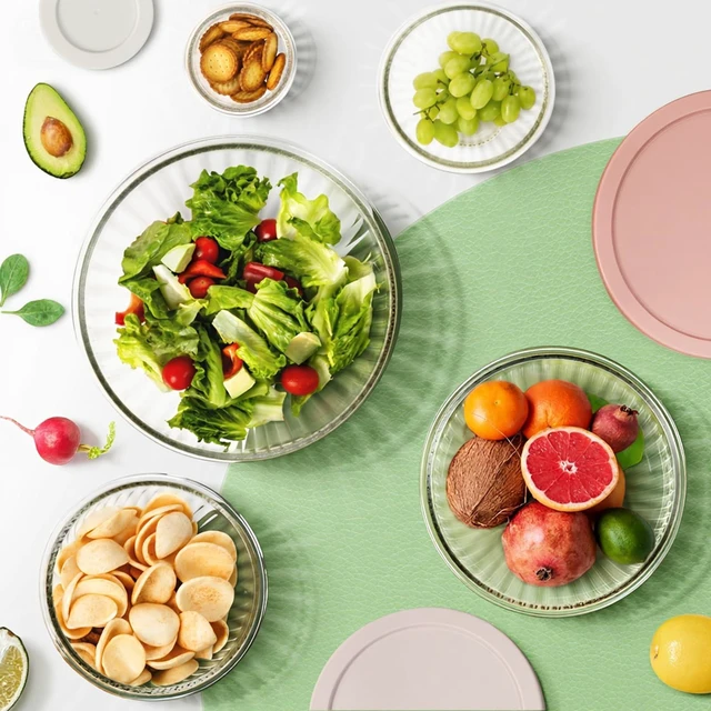 Alt view image 6 of 7 - Glass Mixing Bowls with Lids Sets, 5 PCS Serving Bowls for Party or Kitchen | For Baking, Meal Prepping and Salad, Bpa Free and Dishwasher and microwave Safe Serving Bowls, 0.2/0.5/1.1/2.1/3.7Qt