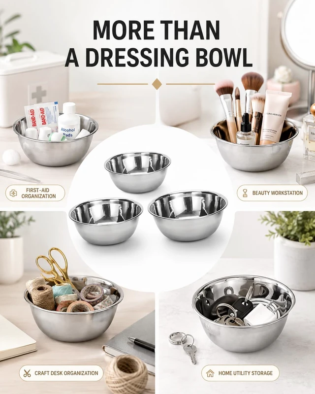 Alt view image 6 of 7 - 3 Pack Stainless Steel Mixing Bowls, Reusable Seamless Metal Bowls | Small Stackable Bowls for Baking Serving Cooking Food Prep & Dressings Fluid, Storage Dishwasher Safe 4. 7"/5. 5"/6. 3"