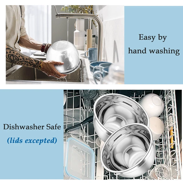 Alt view image 5 of 7 - Mixing Bowls, Stainless Steel Nesting Salad Bowls Set | Mixing Bowls with Lids & 3 Grater Attachments, For Mixing/Serving/Storing, Non-toxic & Long-lasting, 4.6/3/1.5 QT, Black