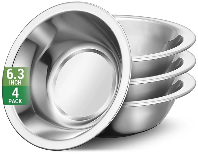 Alt view image 2 of 7 - 304(18/8) Stainless Steel Mixing Bowls for Kitchen, 4 Pack 6.3" 13.67 fl.oz Metal Mixing Bowls Set Stackable for Baking Serving Cooking Food Prep Storage Dishwasher Safe Lightweight