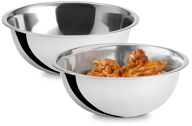 Main image of 2-Pack 3 Quart Mixing Bowls | 9.75-Inch Stainless Steel | Professional Grade Flat Base Mixing Bowls for Home and Commercial Kitchens | Dishwasher Safe