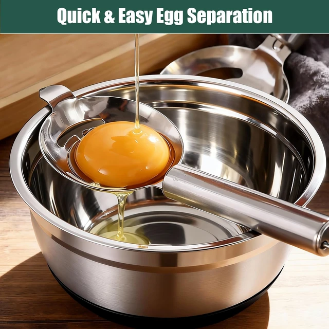 Alt view image 5 of 7 - Stainless Steel Mixing Bowls Set with Lids & Silicone Base,7Piece Set | Including 4 Nesting Bowls (1.5, 2, 2.5, 4.5 QT), Colander, Grater, Egg Separator, Dishwasher Safe, Black