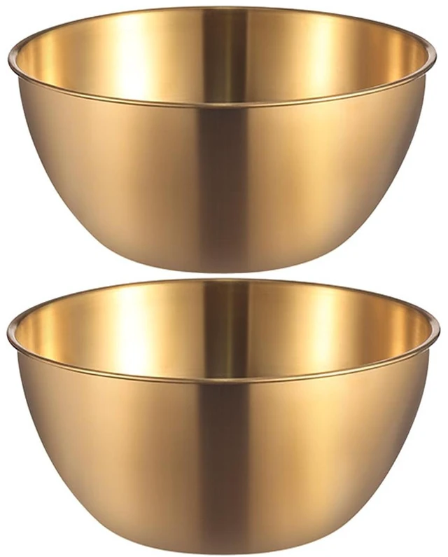 Main image of Stainless Steel Salad Bowls Set of 2 Mixing Bowl with Measurement Markings, 4.23 Quart Gold Serving Bowls for Mixing, Cooking, Baking, Prepping and Home Kitchen