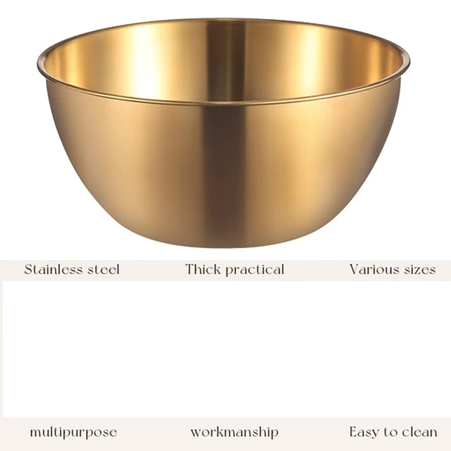 Alt view image 4 of 6 - Stainless Steel Salad Bowls Set of 2 Mixing Bowl with Measurement Markings, 4.23 Quart Gold Serving Bowls for Mixing, Cooking, Baking, Prepping and Home Kitchen