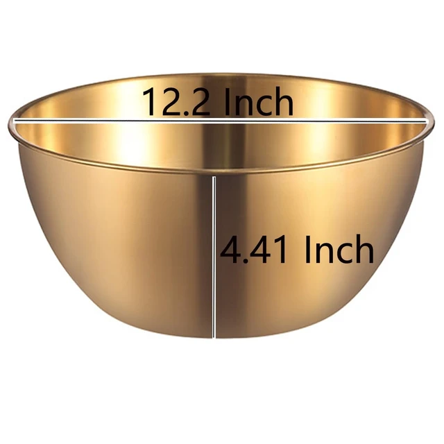 Alt view image 6 of 6 - Stainless Steel Salad Bowls Set of 2 Mixing Bowl with Measurement Markings, 4.23 Quart Gold Serving Bowls for Mixing, Cooking, Baking, Prepping and Home Kitchen