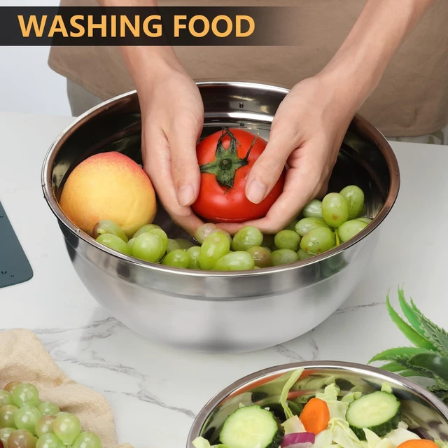 Alt view image 2 of 7 - 7 Piece Mixing Bowls with Lids Set - Mixing Bowls Stainless Steel Bowls for Kitchen Baking, Size 0.7, 1.1, 1.5, 2.1, 3.5, 4, 4.5QT, Baking Bowl for Food Preparation, Mixing and Serving Foods