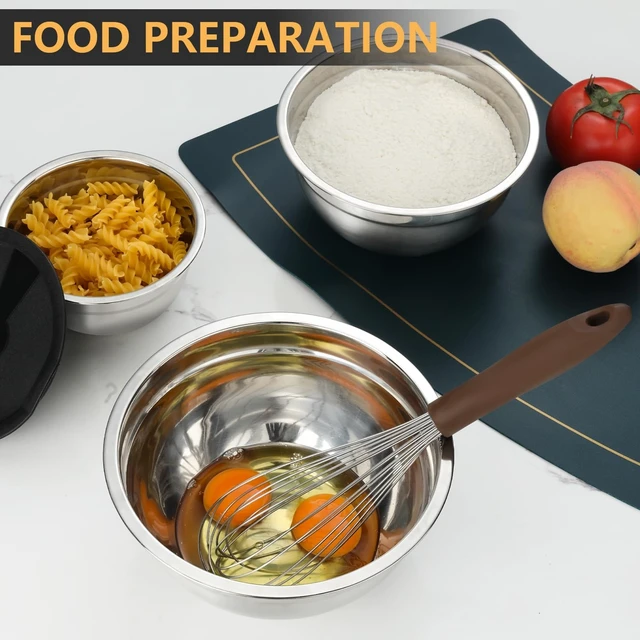 Alt view image 5 of 7 - 7 Piece Mixing Bowls with Lids Set - Mixing Bowls Stainless Steel Bowls for Kitchen Baking, Size 0.7, 1.1, 1.5, 2.1, 3.5, 4, 4.5QT, Baking Bowl for Food Preparation, Mixing and Serving Foods
