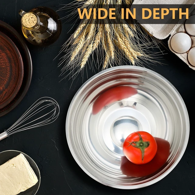 Alt view image 6 of 7 - 7 Piece Mixing Bowls with Lids Set - Mixing Bowls Stainless Steel Bowls for Kitchen Baking, Size 0.7, 1.1, 1.5, 2.1, 3.5, 4, 4.5QT, Baking Bowl for Food Preparation, Mixing and Serving Foods