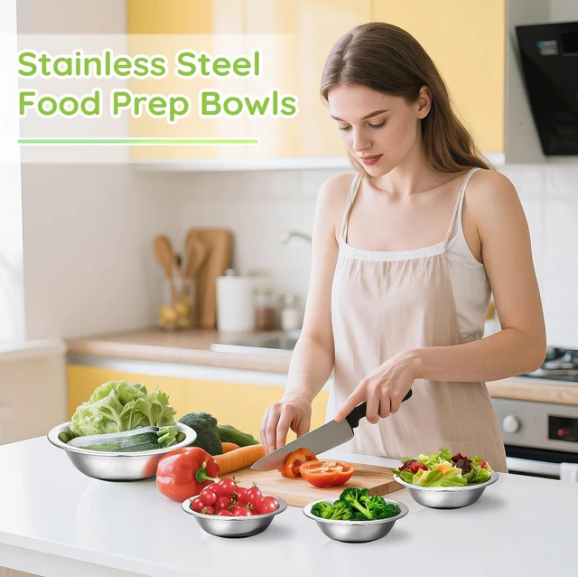 Alt view image 6 of 7 - 304(18/8) Stainless Steel Mixing Bowls for Kitchen, 4 Pack 6.3" 13.67 fl.oz Metal Mixing Bowls Set Stackable for Baking Serving Cooking Food Prep Storage Dishwasher Safe Lightweight