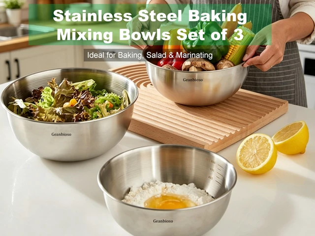 Alt view image 4 of 5 - Stainless Steel Mixing Bowls Set of 3,Salad Prep & Cooking,Food Grade 304,Dishwasher Safe for Baking