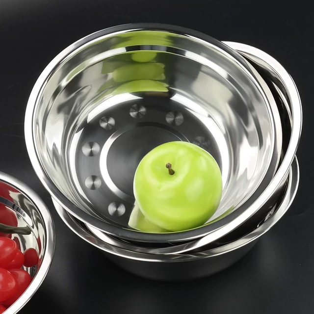 Alt view image 6 of 7 - Stainless Steel Mixing Bowls, Metal Mixing Bowls Set of 4 | Food-Grade Metal, Stackable Nesting & Space-Saving, for Kitchen Baking, Salads, Meal Prep, RV & Camping