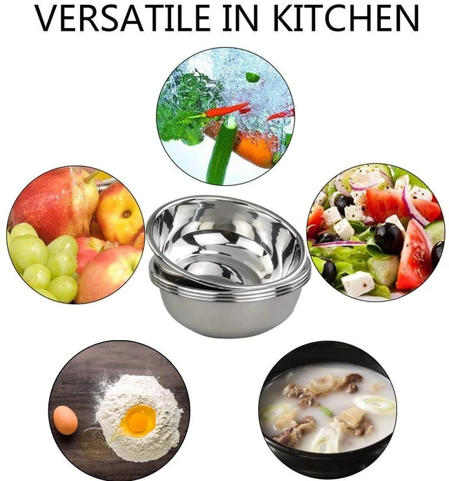 Alt view image 4 of 6 - 18/10 Stainless Steel Nesting Mixing Bowls for Meal Prep, Set of 4 | Nesting, For Mixing, Serving, Baking