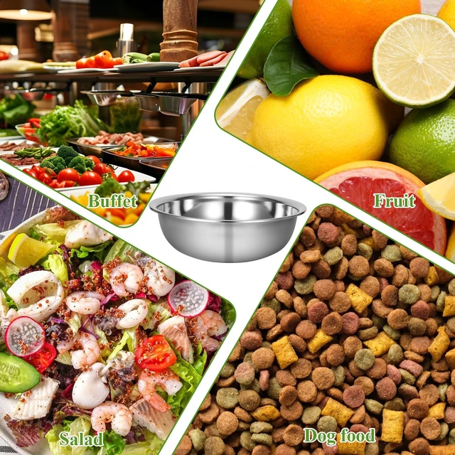 Alt view image 3 of 7 - 2 Pack 14 Quart Large Mixing Bowl Stainless Steel Oversized Serving Bowl, All Purpose Steel Bowl Metal Flat Bottom Bowl for Baking Cooking Meal Prep Marinating