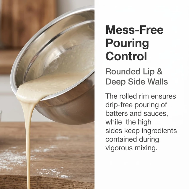 Alt view image 2 of 6 - Stainless Steel Mixing Bowl, 1.5 Quart, Rounded Lip for Easy Pour, Deep Side Walls, Dishwasher Safe, for Baking and Cooking Prep
