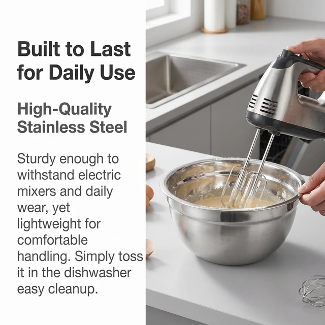 Alt view image 3 of 6 - Stainless Steel Mixing Bowl, 1.5 Quart, Rounded Lip for Easy Pour, Deep Side Walls, Dishwasher Safe, for Baking and Cooking Prep