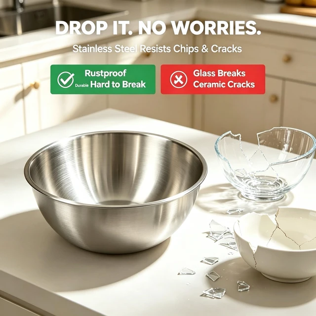 Alt view image 5 of 7 - Stainless Steel Mixing Bowls Set, 3Piece for Baking and Cooking, Nestable Stackable Bowls, Dishwasher Safe(0.9, 1.5 & 2.2 Qt)