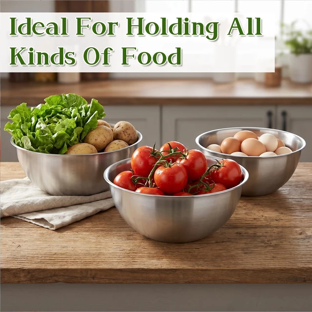Alt view image 5 of 7 - Mixing Bowl Set of 6, Thickened version Stainless Steel Mixing Bowl | Space-Saving Nesting Metal MixingBowls, Nesting Whisking Bowls For Cooking, Serving, Food/Salad Prep, Baking, Serving