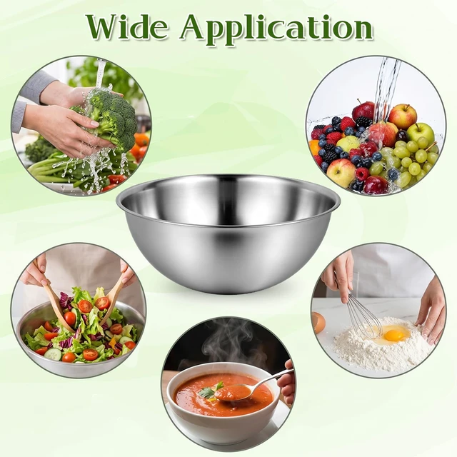 Alt view image 7 of 7 - Mixing Bowl Set of 6, Thickened version Stainless Steel Mixing Bowl | Space-Saving Nesting Metal MixingBowls, Nesting Whisking Bowls For Cooking, Serving, Food/Salad Prep, Baking, Serving