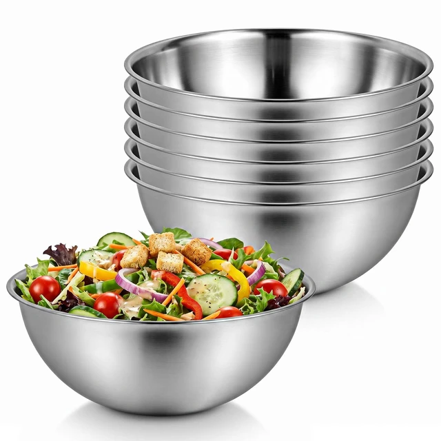 Main image of Mixing Bowl Set of 6, Thickened version Stainless Steel Mixing Bowl | Space-Saving Nesting Metal MixingBowls, Nesting Whisking Bowls For Cooking, Serving, Food/Salad Prep, Baking, Serving