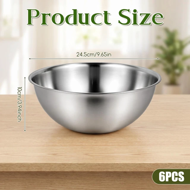 Alt view image 2 of 7 - Mixing Bowl Set of 6, Thickened version Stainless Steel Mixing Bowl | Space-Saving Nesting Metal MixingBowls, Nesting Whisking Bowls For Cooking, Serving, Food/Salad Prep, Baking, Serving